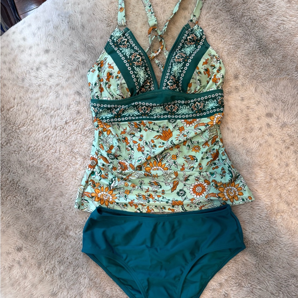 Cupshe Floral Green Bikini Set